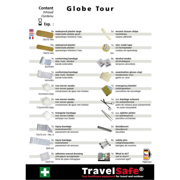 Travelsafe 57-delige EHBO-set Globe Tour rood