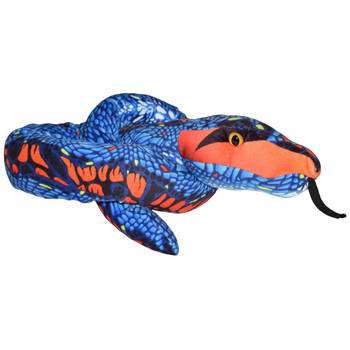 Wild Republic knuffel slang junior 137 cm pluche oranje/blauw