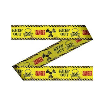 Geel markeerlint Keep out Danger - 1,5 meter - Halloween versiering - Markeerlinten