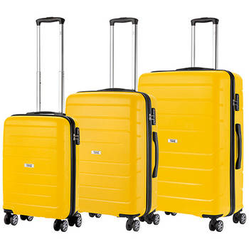TravelZ Big Bars Kofferset Trolleyset 3-delig met TSA-slot Geel