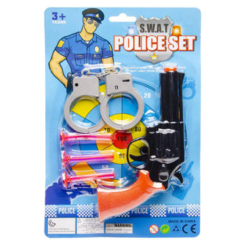 Politie speelgoed set - 4-delig met pistool - voor kinderen - plastic - Speelgoedpistool