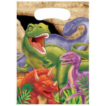 16x stuks Dinosaurus thema feestzakjes/cadeauzakjes - Uitdeelzakjes
