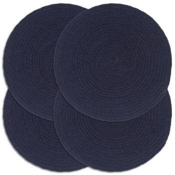 vidaXL Placemats 4 st rond 38 cm katoen effen marineblauw