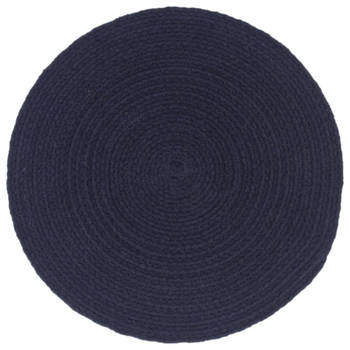 The Living Store Tafelplacemats - 100% Katoen - 38 cm - Marineblauw