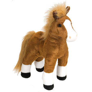 Wild Republic knuffel paard junior 30 cm pluche bruin/wit