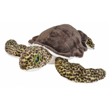 Wild Republic knuffel schildpad junior 38 cm pluche groen/bruin