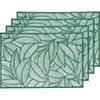 4x Placemat/onderzetter groen 30 x 45 cm bladeren motief - Placemats