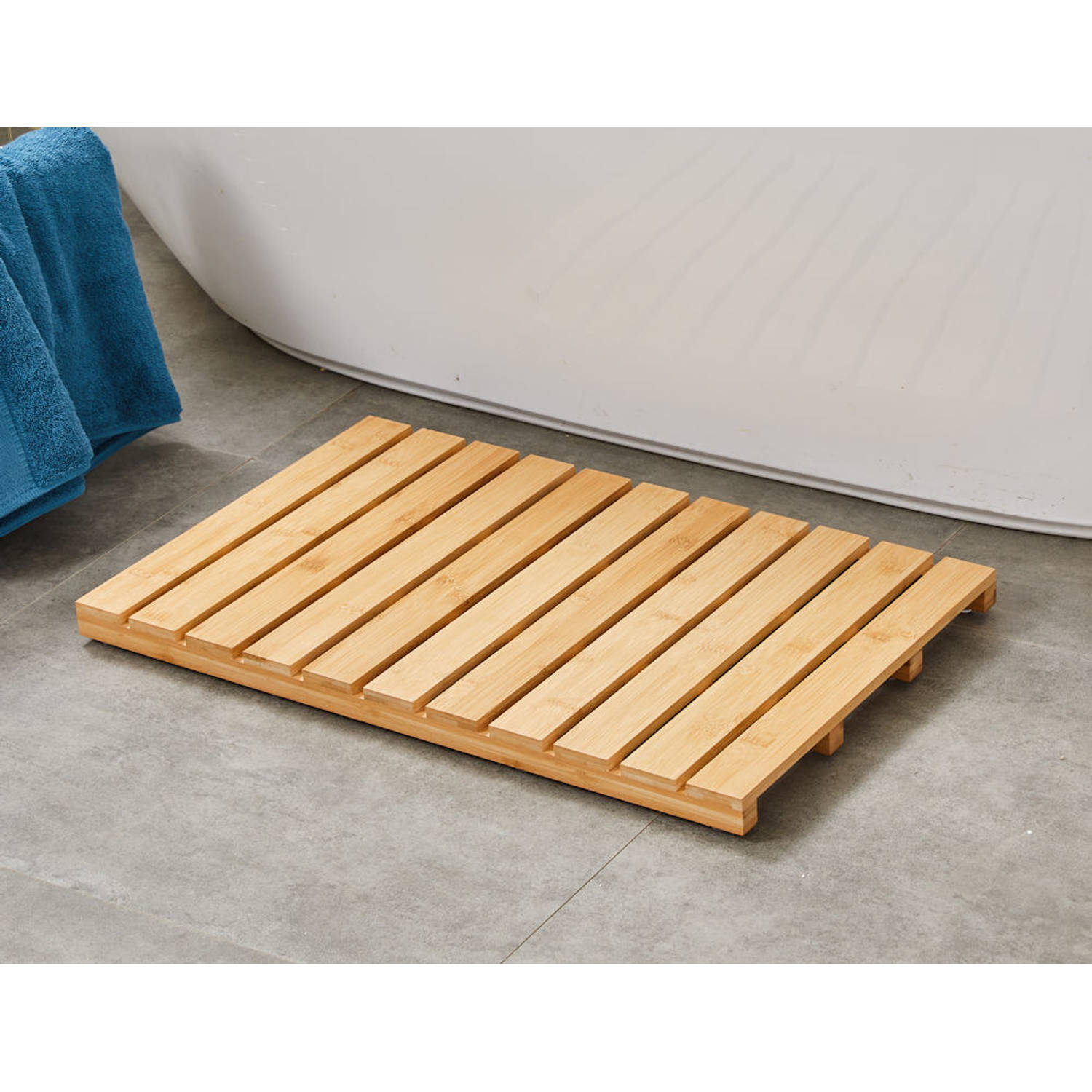 Bamboe badmat voor douche of - Houten douchemat - badkamermat - | Blokker