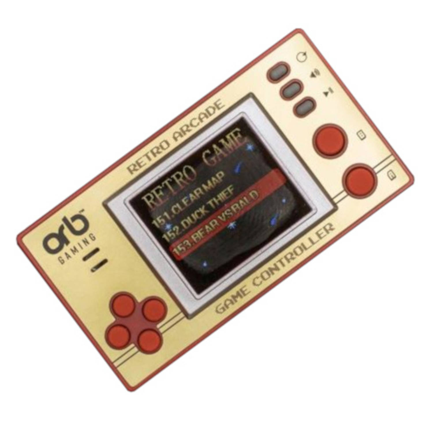 ORB spelcompuer Retro Pocket junior 9 cm goud/rood