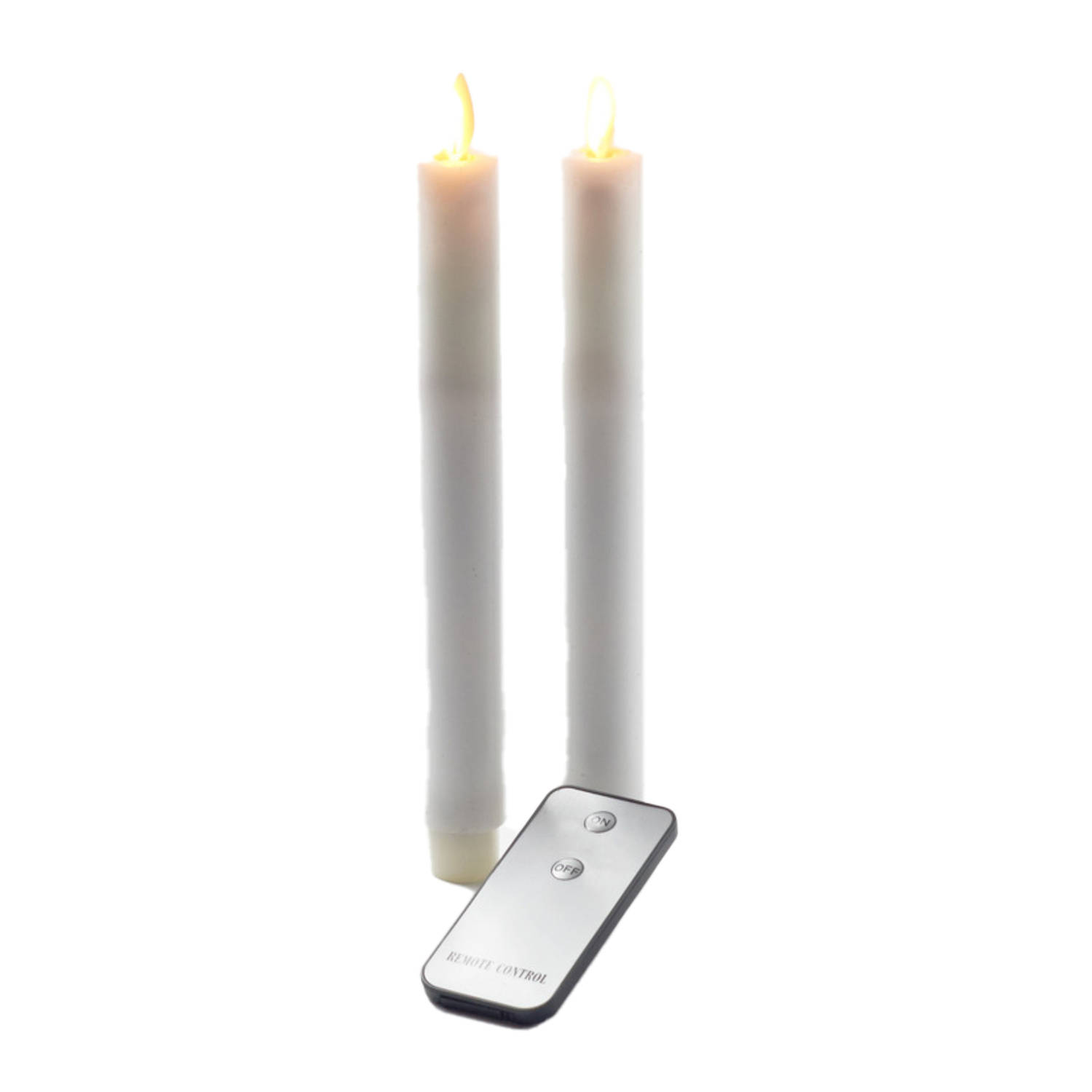 deken Tram agitatie 2x Witte LED kaarsen/dinerkaarsen met afstandsbediening 23 cm - Dinerkaarsen  | Blokker