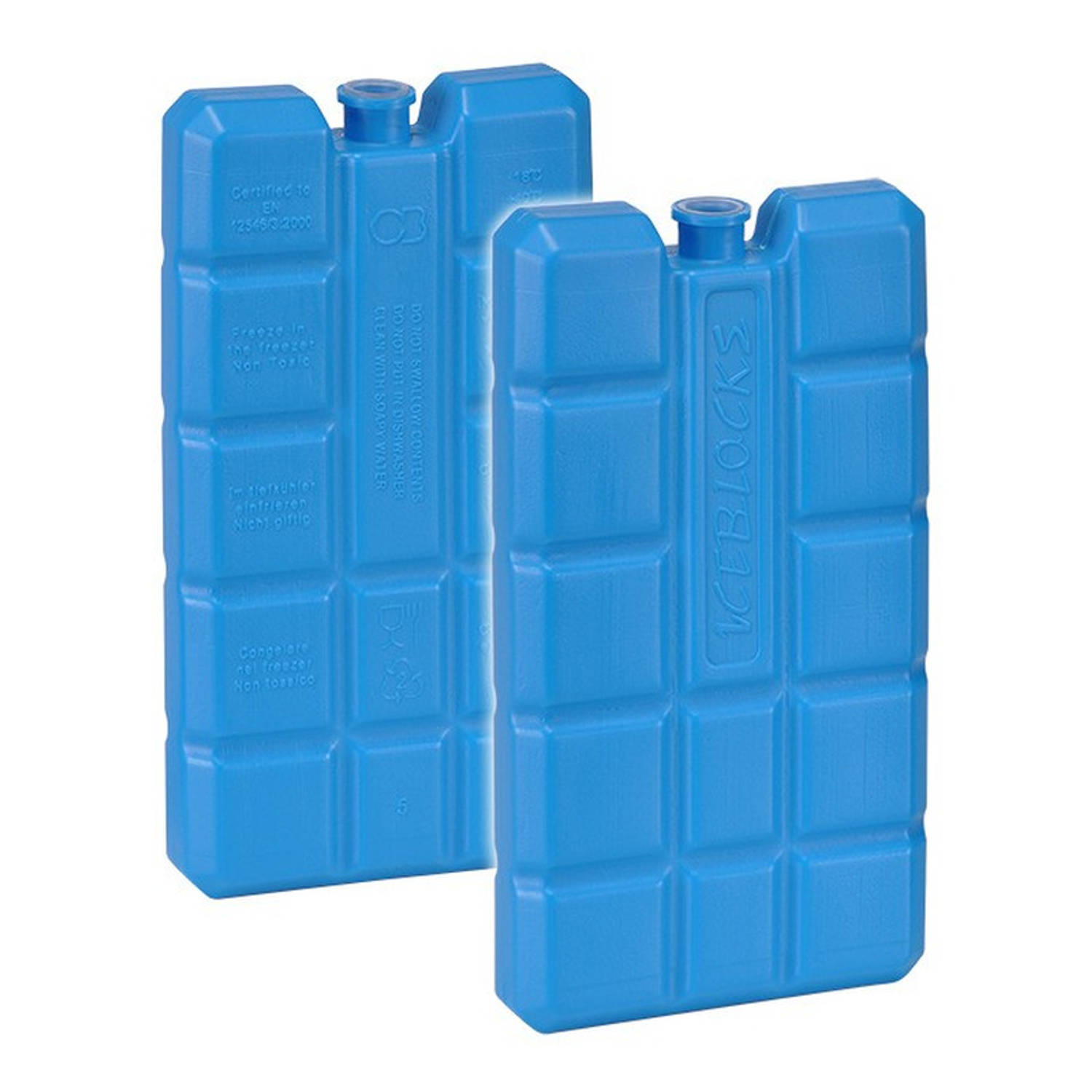 Set van 2x blauwe koelelementen 200 gram 8 x 15 x 2 cm - Koelblokken/koelelementen voor koeltas/koelbox