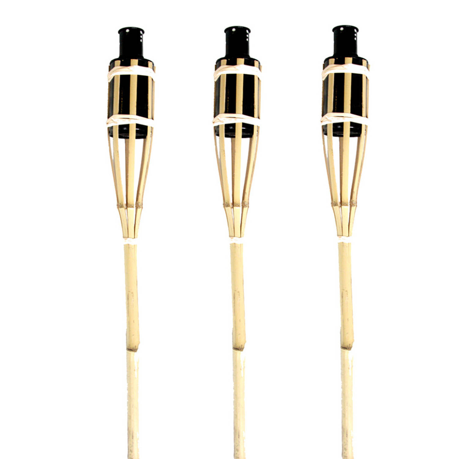 Set Tuinfakkels 9x stuks van 60 cm van bamboe lampenolie fakkels zelf bijvullen