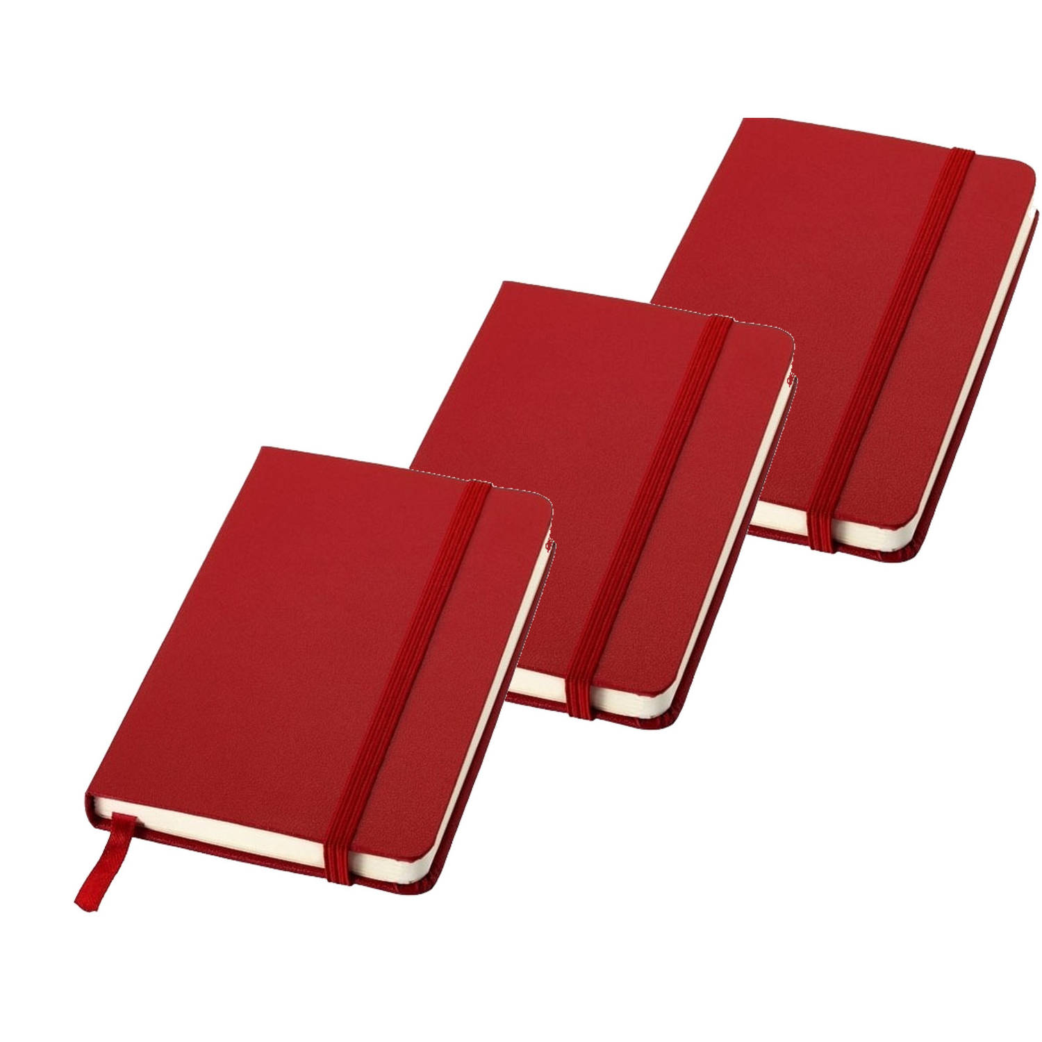 3x Stuks Rood Pocket Luxe Schriften-notitieblokjes Gelinieerd A6 Formaat Opschrijfboekjes