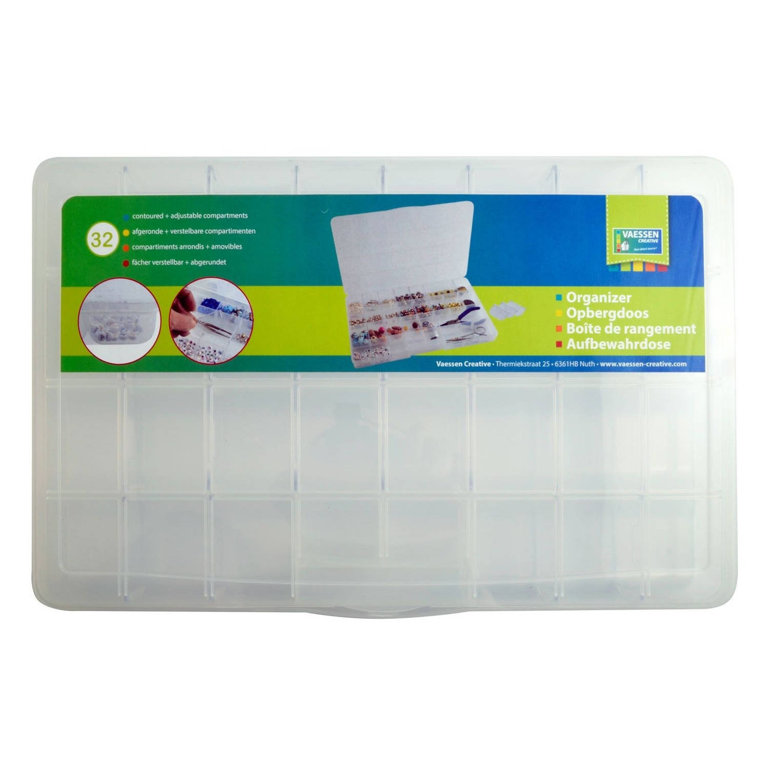 Opberg/sorteer box met 32 vakken 35 cm - Gereedsschapskist - Toolbox - Opbergdoos voor kleine spullen