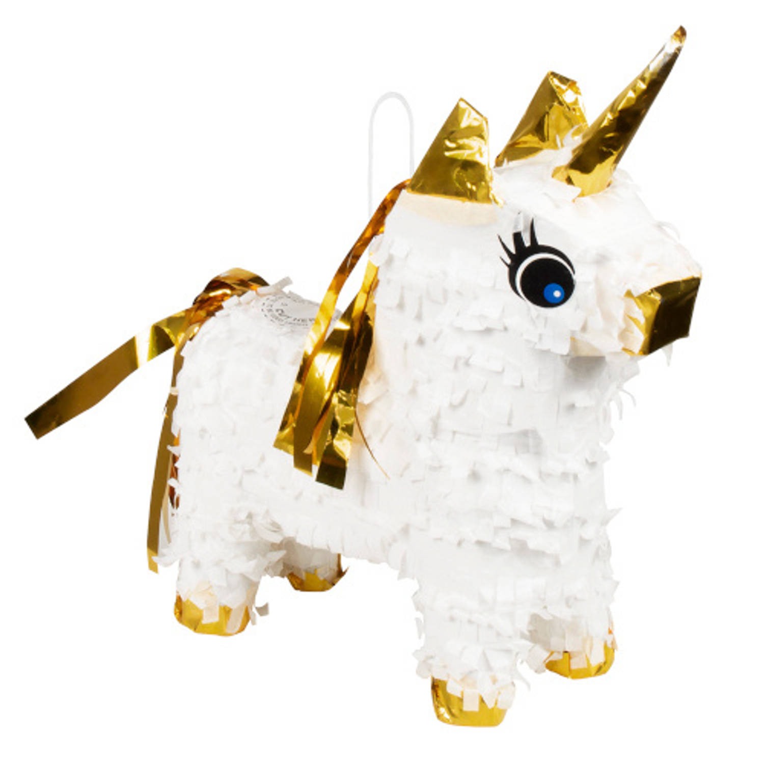 Boland Mini piñata Eenhoorn 21 X 17 Cm Papier Wit/goud online kopen