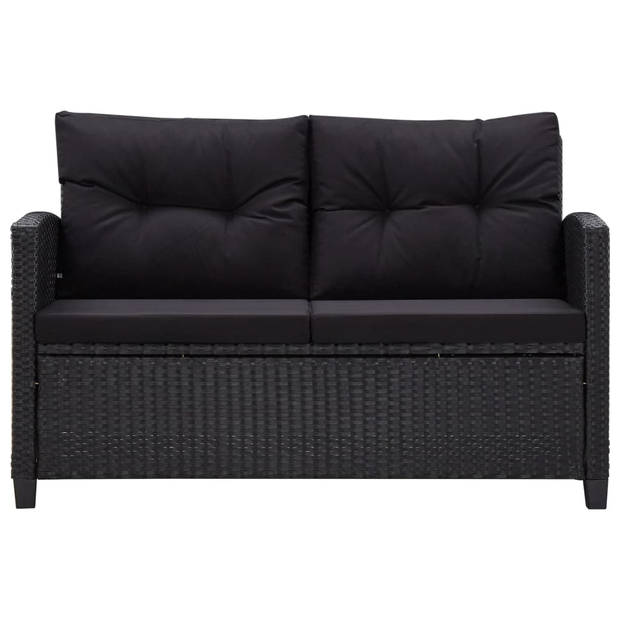 vidaXL 6-delige Loungeset met kussens poly rattan zwart