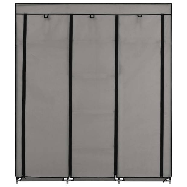 vidaXL Kledingkast met vakken en stangen 150x45x175 cm stof grijs