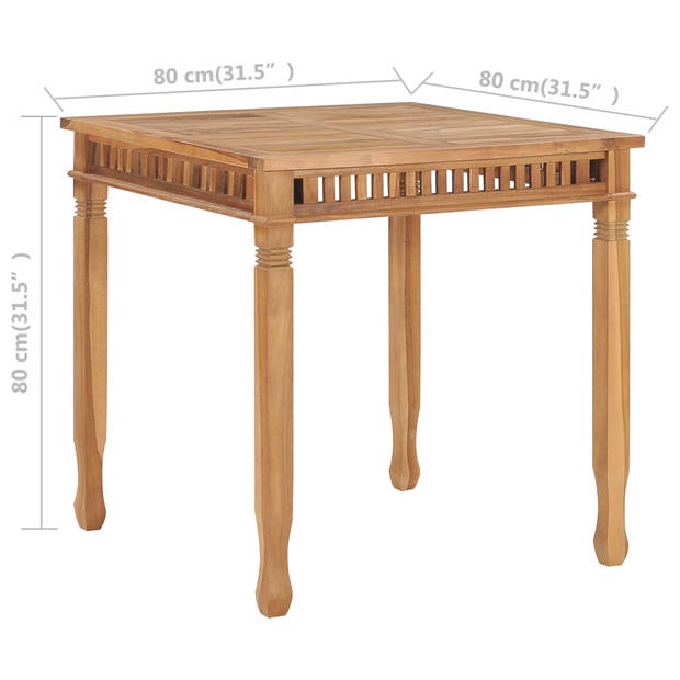 vidaXL Tuintafel 80x80x80 cm massief teakhout