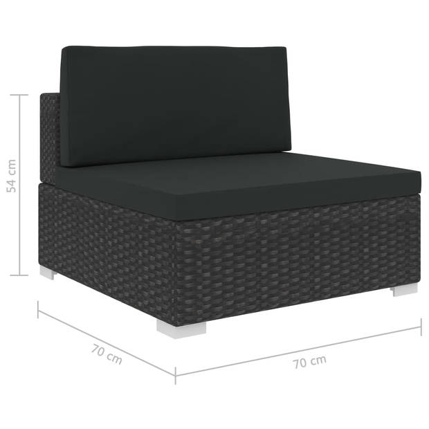 vidaXL 7-delige Loungeset met kussens poly rattan zwart