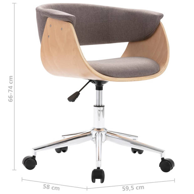 The Living Store Draaibare Kantoorstoel - Taupe - 59.5 x 58 x (66-74) cm - Ergonomisch Design