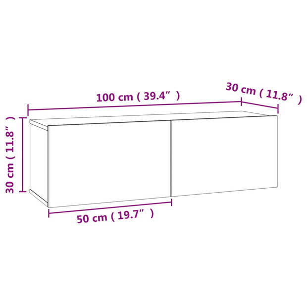 vidaXL Tv-meubel 100x30x30 cm bewerkt hout betongrijs