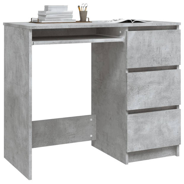 vidaXL Bureau 90x45x76 cm bewerkt hout betongrijs