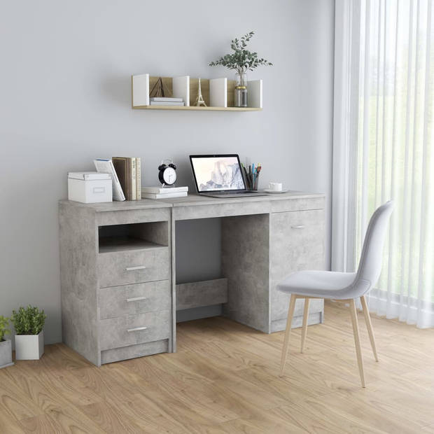 The Living Store Bureau 140x50x76 cm spaanplaat betongrijs - Bureau