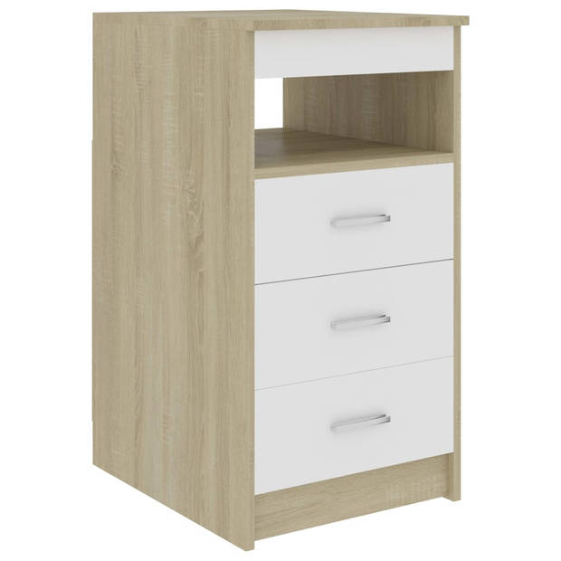 vidaXL Bureau 140x50x76 cm spaanplaat wit en sonoma eikenkleurig