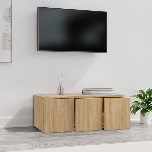 vidaXL Tv-meubel 80x34x30 cm bewerkt hout sonoma eikenkleurig
