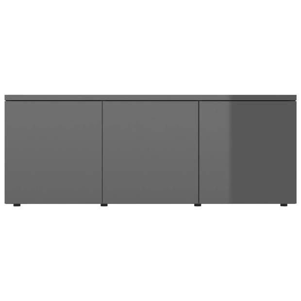 The Living Store Klassieke TV-kast - 80 x 34 x 30 cm - Hoogglans Grijs met 3 Lades