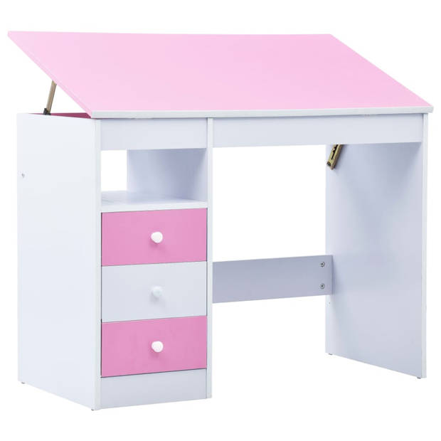 vidaXL Kindertekentafel/-bureau kantelbaar roze en wit