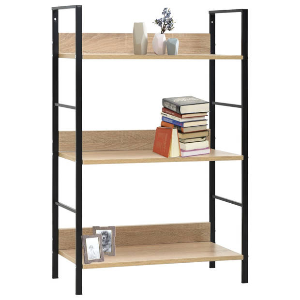 vidaXL Boekenkast 3 schappen 60x27,6x90,5 cm bewerkt hout eikenkleurig