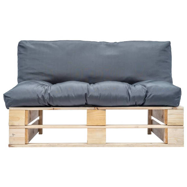 The Living Store Pallet Bank - Tuinbank - 110x66x65cm - Grenenhout - Grijs