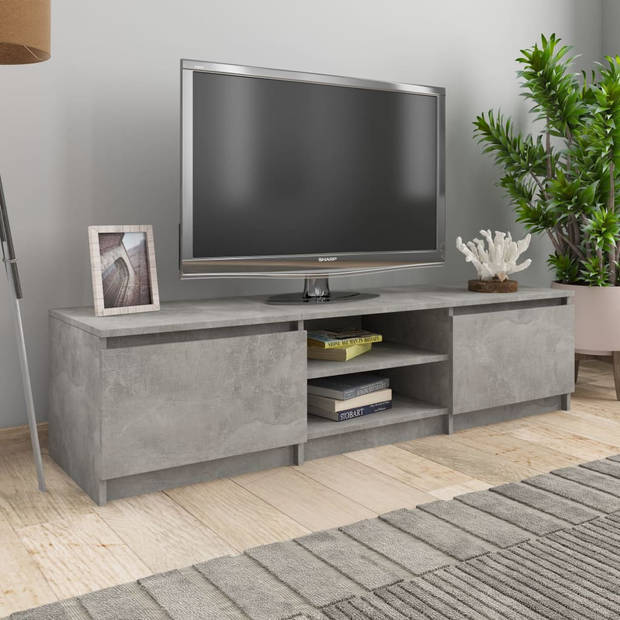 The Living Store Tv-meubel Klassieke Stijl - 140x40x35.5 cm - Betongrijs