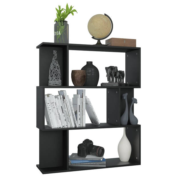 The Living Store Boekenkast - 80 x 24 x 96 cm - Zwart - Bewerkt hout