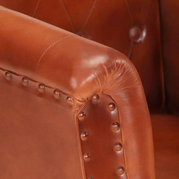 The Living Store Fauteuil echt leer bruin - Fauteuil