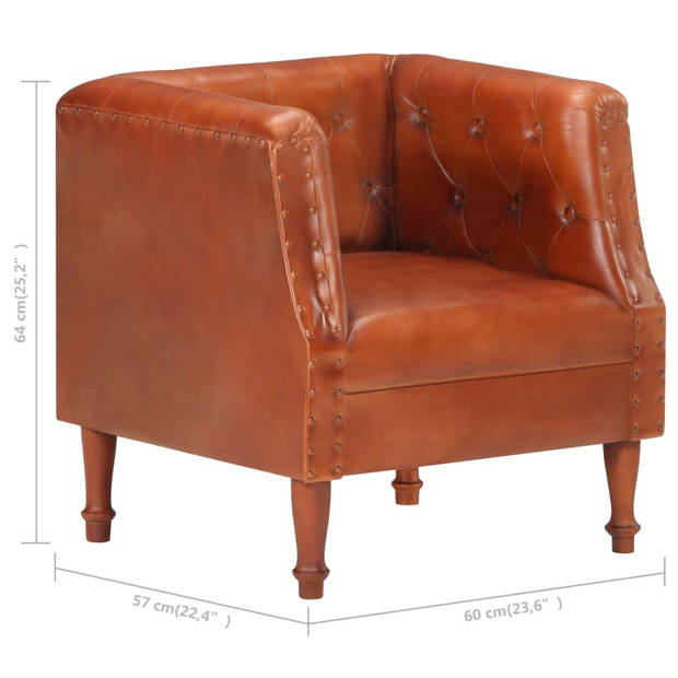 The Living Store Fauteuil echt leer bruin - Fauteuil