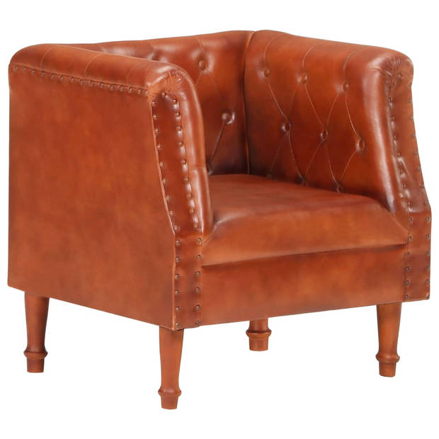 The Living Store Fauteuil echt leer bruin - Fauteuil