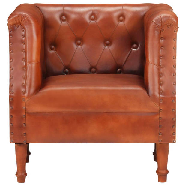 The Living Store Fauteuil echt leer bruin - Fauteuil