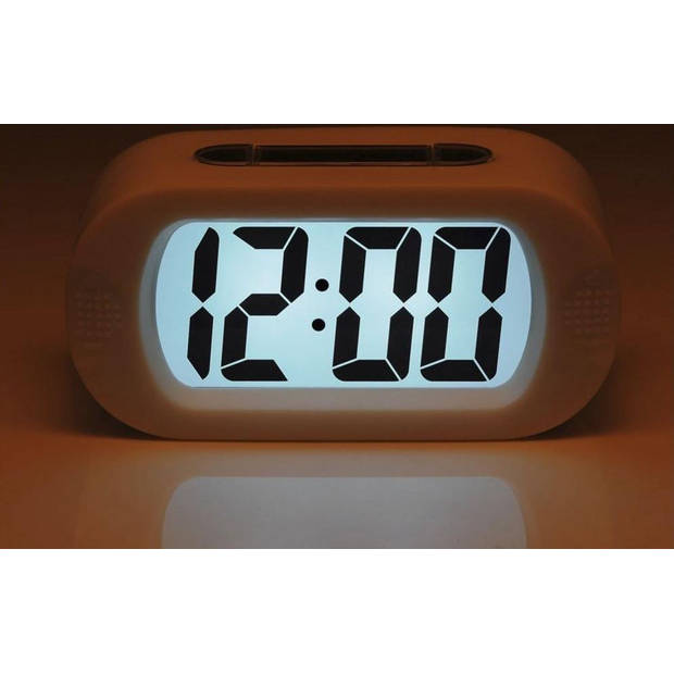 JAP AP17 digitale wekker - Stevige alarmklok - Met snooze en verlichtingsfunctie - Beschermhoes van rubber - Wit