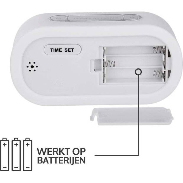 JAP AP17 digitale wekker - Stevige alarmklok - Met snooze en verlichtingsfunctie - Beschermhoes van rubber - Wit