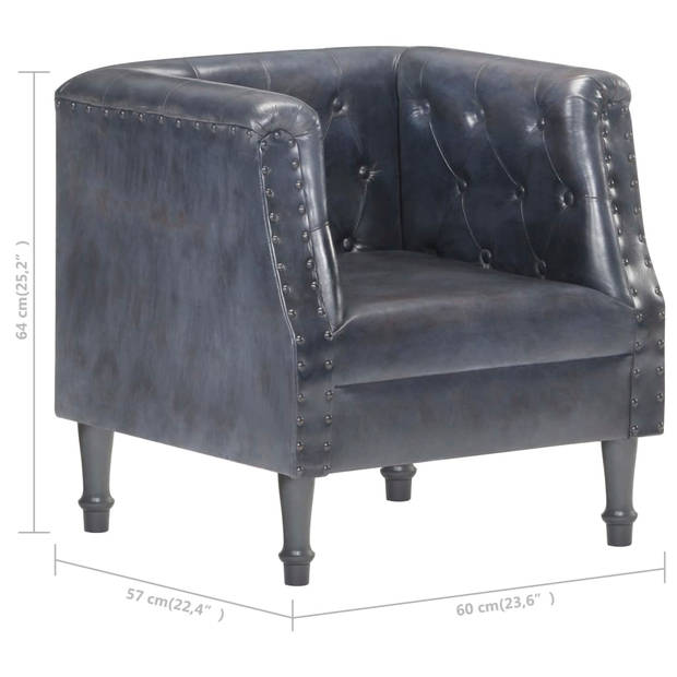 The Living Store Fauteuil Retro - Geitenleer - Grijs - 60 x 57 x 64 cm