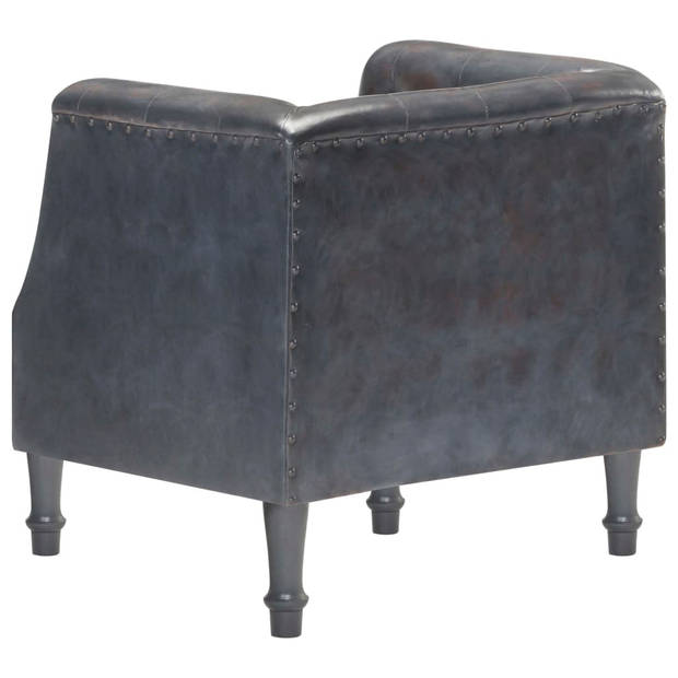 The Living Store Fauteuil Retro - Geitenleer - Grijs - 60 x 57 x 64 cm