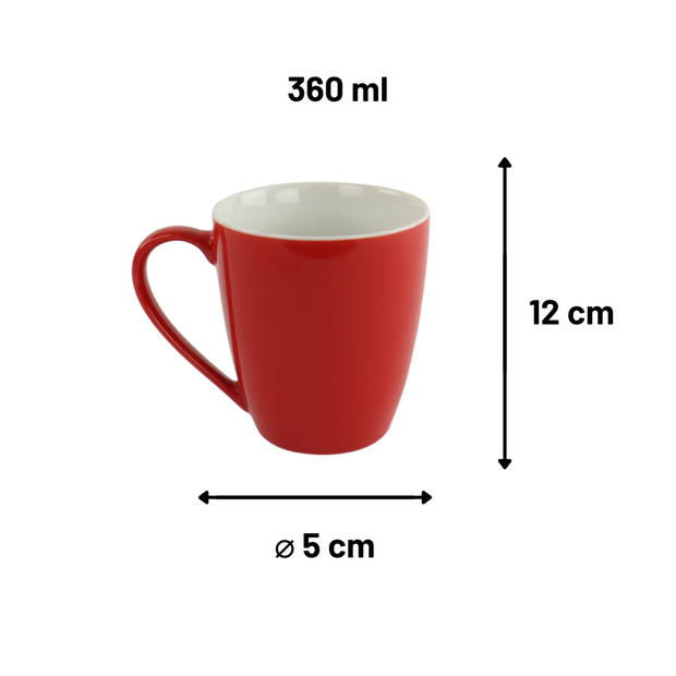 Orange85 Koffiemok - Theemok - Koffietassen - Set van 4 - Meerdere Kleuren - 360 ml - Porselein