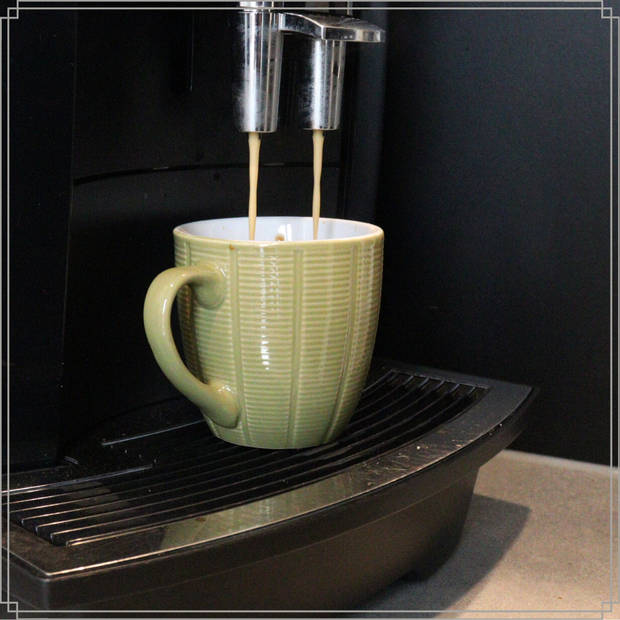OTIX Koffiekopjes met oor - Set van 6 - Koffietassen - Koffiemokken - 200 ml - Reliëf - Aardewerk