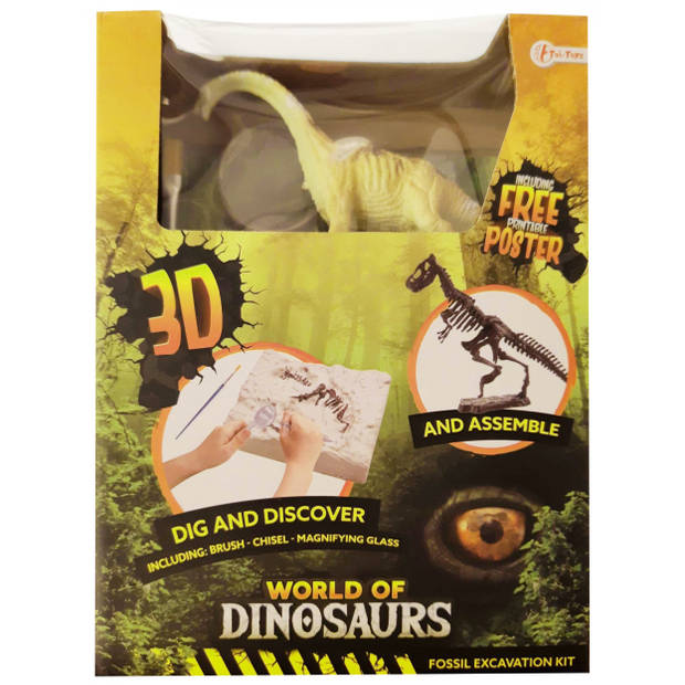 Toi-Toys opgraafkit World of Dinosaurs brachiosaurus gips 5-delig