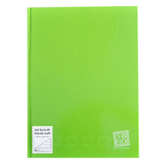 Soho schrift gelinieerd met harde kaft A4 papier groen