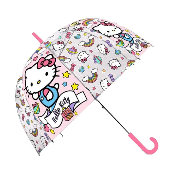 Kinder paraplu transparant Hello Kitty 45 cm - Paraplu's