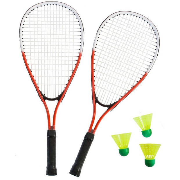 Sterke badminton set rood/wit met 3 shuttles en opbergtas - Badmintonsets