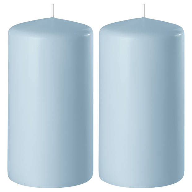 2x Kaarsen lichtblauw 6 x 12 cm 45 branduren sfeerkaarsen - Stompkaarsen